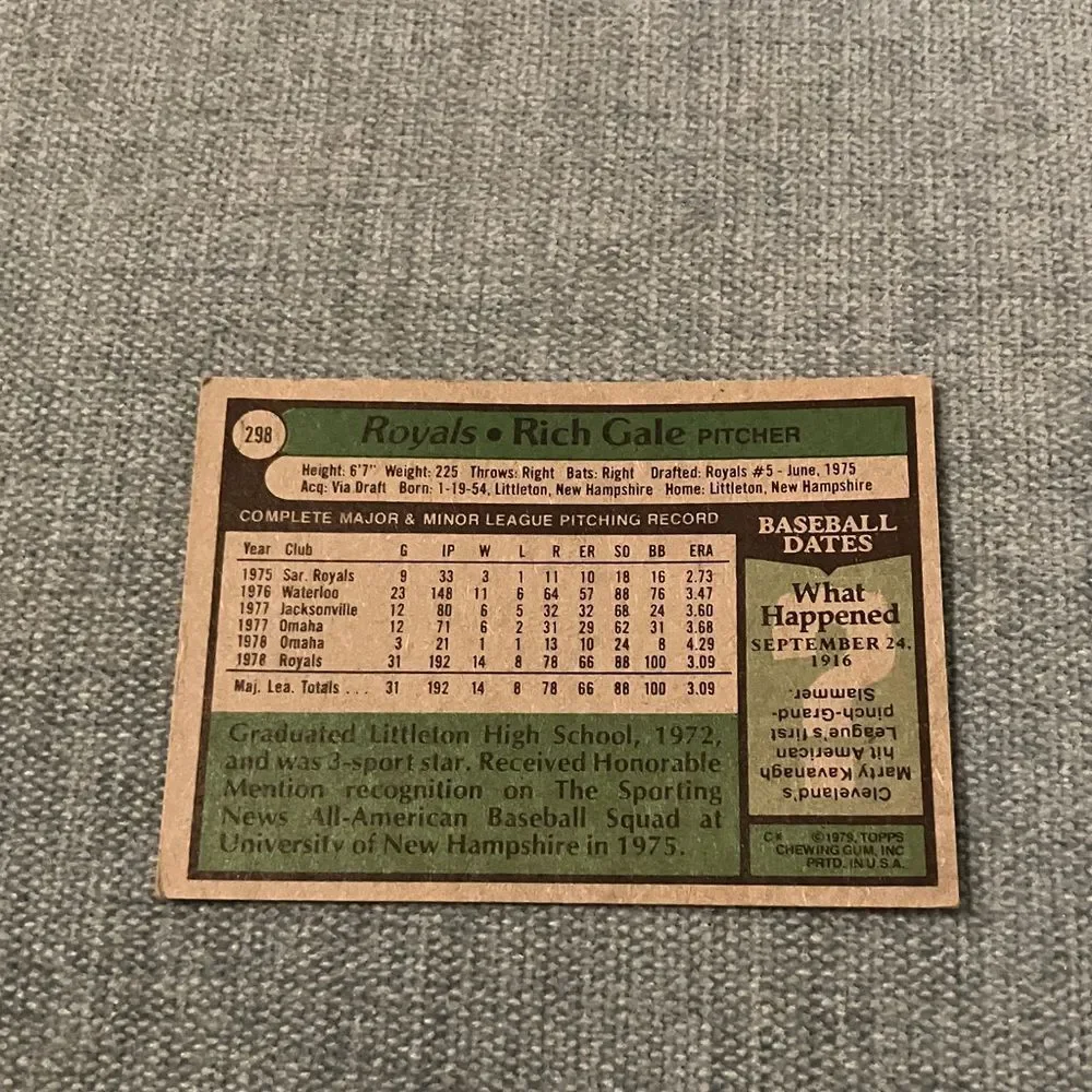 1979 Topps Kansas City Royals Baseball Card Trading Card - Picture 2 of 2